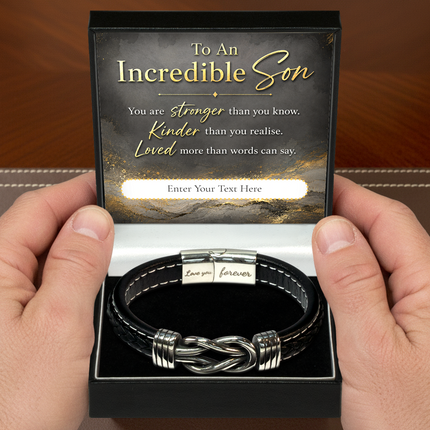 To An Incredible Son Infinity Knot Bracelet With Personalised Keepsake Box