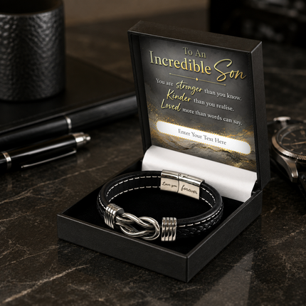 To An Incredible Son Infinity Knot Bracelet With Personalised Keepsake Box