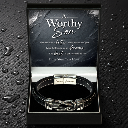 A Worthy Son Infinity Knot Bracelet With Personalised Keepsake Box