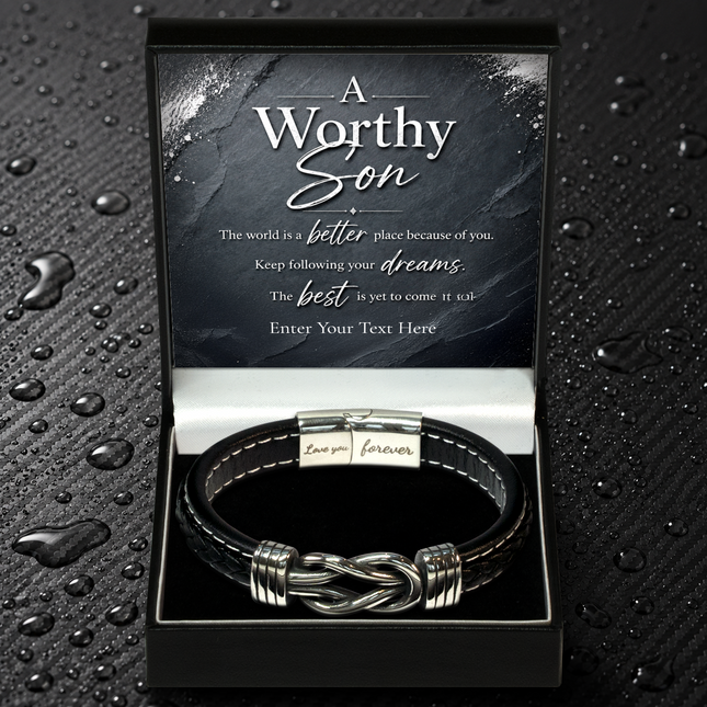 A Worthy Son Infinity Knot Bracelet With Personalised Keepsake Box