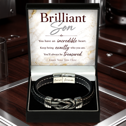 Brilliant Son Infinity Knot Bracelet With Personalised Keepsake Box
