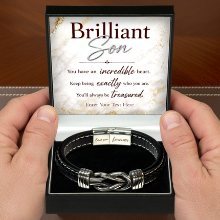 Brilliant Son Infinity Knot Bracelet With Personalised Keepsake Box