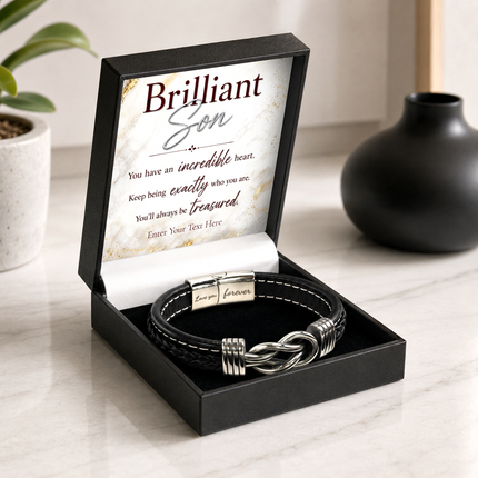 Brilliant Son Infinity Knot Bracelet With Personalised Keepsake Box
