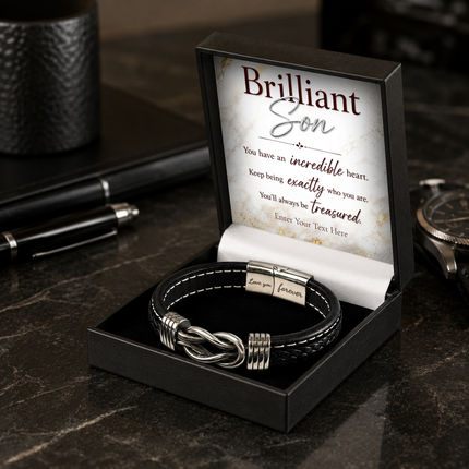 Brilliant Son Infinity Knot Bracelet With Personalised Keepsake Box