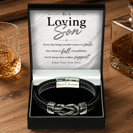 Loving Son Infinity Knot Bracelet With Personalised Keepsake Box