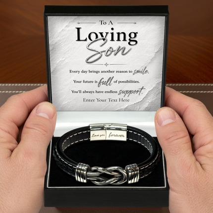 Loving Son Infinity Knot Bracelet With Personalised Keepsake Box