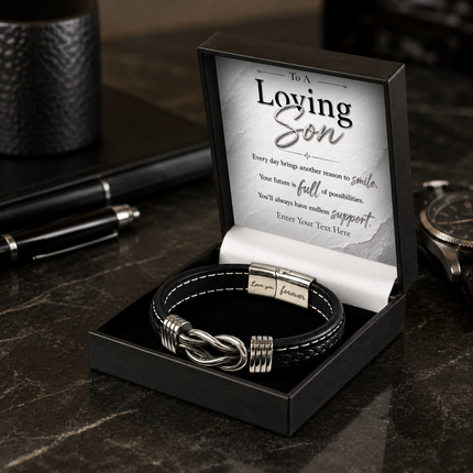 Loving Son Infinity Knot Bracelet With Personalised Keepsake Box