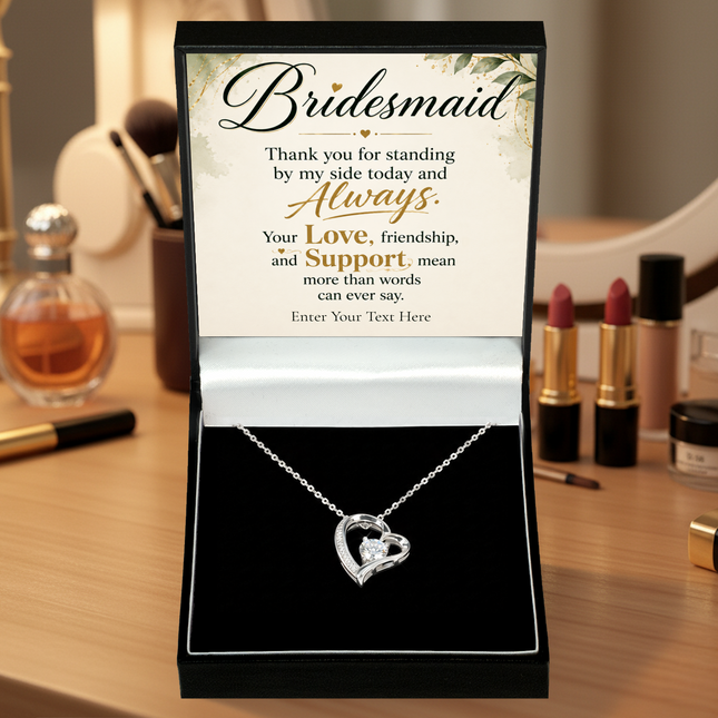 Bridesmaid Personalised Eternal Heart Necklace In Keepsake Box