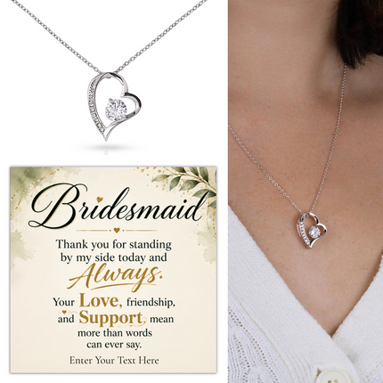 Bridesmaid Personalised Eternal Heart Necklace In Keepsake Box
