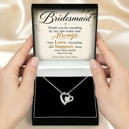 Bridesmaid Personalised Eternal Heart Necklace In Keepsake Box