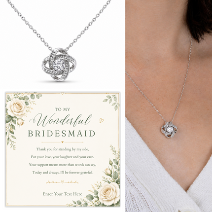 To My Wonderful Bridesmaid Personalised Enduring Love Knot Necklace In Keepsake Box