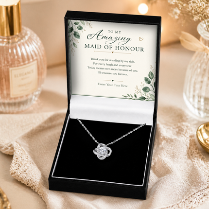 To My Amazing Maid Of Honour Personalised Enduring Love Knot Necklace In Keepsake Box