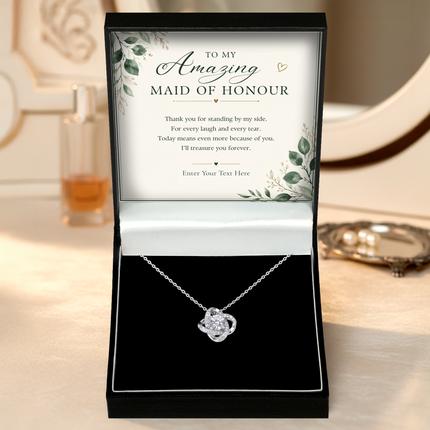 To My Amazing Maid Of Honour Personalised Enduring Love Knot Necklace In Keepsake Box
