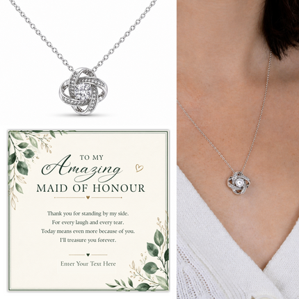 To My Amazing Maid Of Honour Personalised Enduring Love Knot Necklace In Keepsake Box