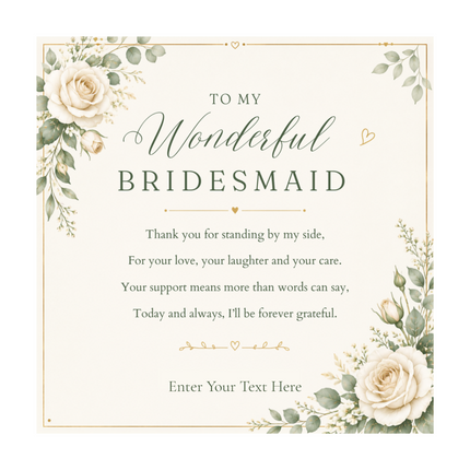 To My Wonderful Bridesmaid Personalised Interlocking Hearts Necklace In Keepsake Box