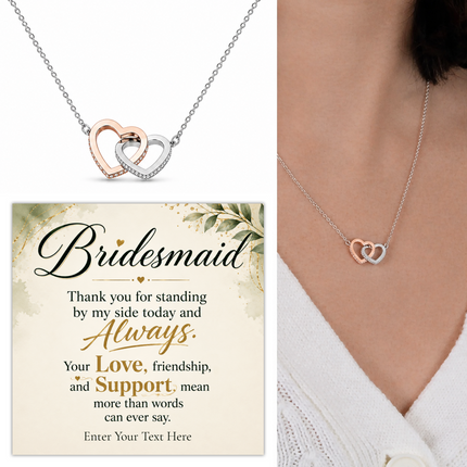 Bridesmaid Personalised Interlocking Hearts Necklace In Keepsake Box