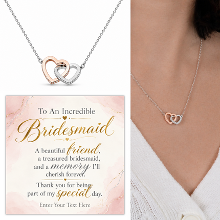 To An Incredible Bridesmaid Personalised Interlocking Hearts Necklace In Keepsake Box