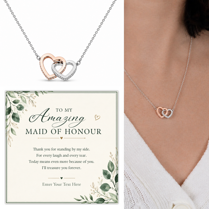 To My Amazing Maid Of Honour Personalised Interlocking Hearts Necklace In Keepsake Box