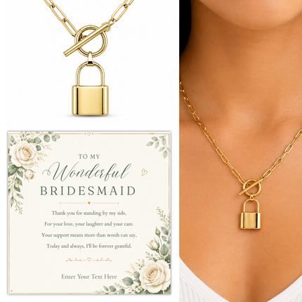 To My Wonderful Bridesmaid Personalised Love Lock Necklace In Keepsake Box