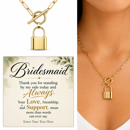 Bridesmaid Personalised Love Lock Necklace In Keepsake Box