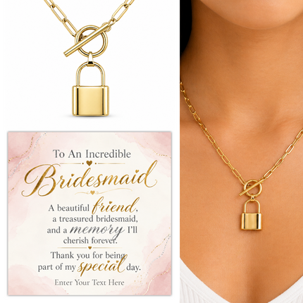 To An Incredible Bridesmaid Personalised Love Lock Necklace In Keepsake Box
