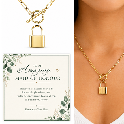 To My Amazing Maid Of Honour Personalised Love Lock Necklace In Keepsake Box