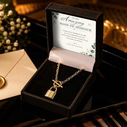 To My Amazing Maid Of Honour Personalised Love Lock Necklace In Keepsake Box