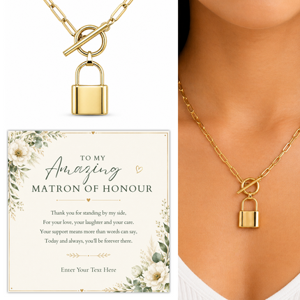 To My Amazing Matron Of Honour Personalised Love Lock Necklace In Keepsake Box