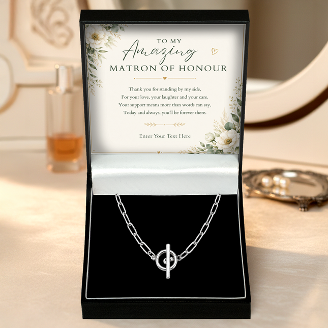 To My Amazing Matron Of Honour Personalised Unity Chain Necklace In Keepsake Box