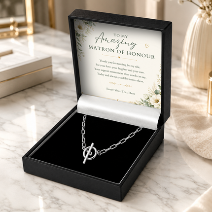 To My Amazing Matron Of Honour Personalised Unity Chain Necklace In Keepsake Box