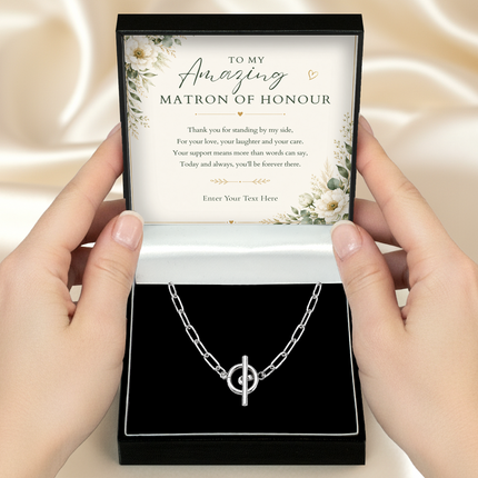 To My Amazing Matron Of Honour Personalised Unity Chain Necklace In Keepsake Box