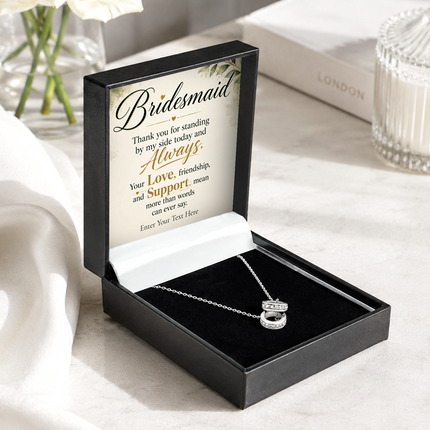 Bridesmaid Personalised Trinity Ring Necklace In Keepsake Box