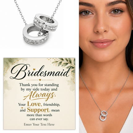 Bridesmaid Personalised Trinity Ring Necklace In Keepsake Box