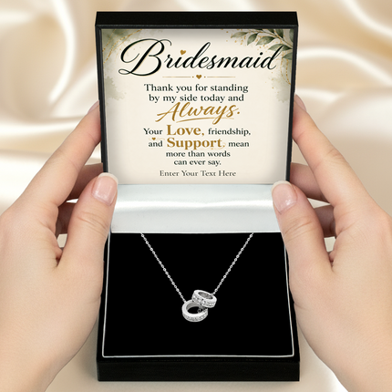 Bridesmaid Personalised Trinity Ring Necklace In Keepsake Box