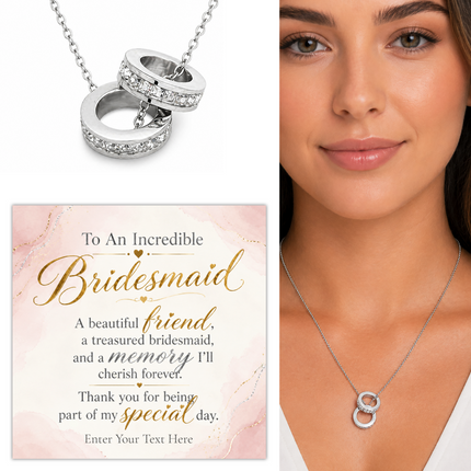 To An Incredible Bridesmaid Personalised Trinity Ring Necklace In Keepsake Box