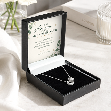 To My Amazing Maid Of Honour Personalised Trinity Ring Necklace In Keepsake Box