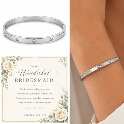 To My Wonderful Bridesmaid Personalised Celeste Crystal Bracelet In Keepsake Box