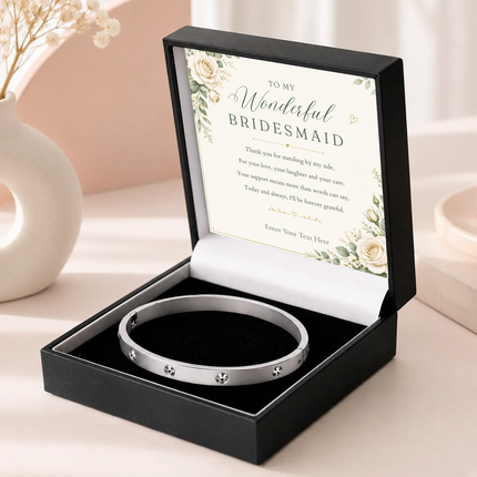 To My Wonderful Bridesmaid Personalised Celeste Crystal Bracelet In Keepsake Box