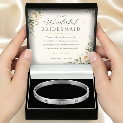 To My Wonderful Bridesmaid Personalised Celeste Crystal Bracelet In Keepsake Box