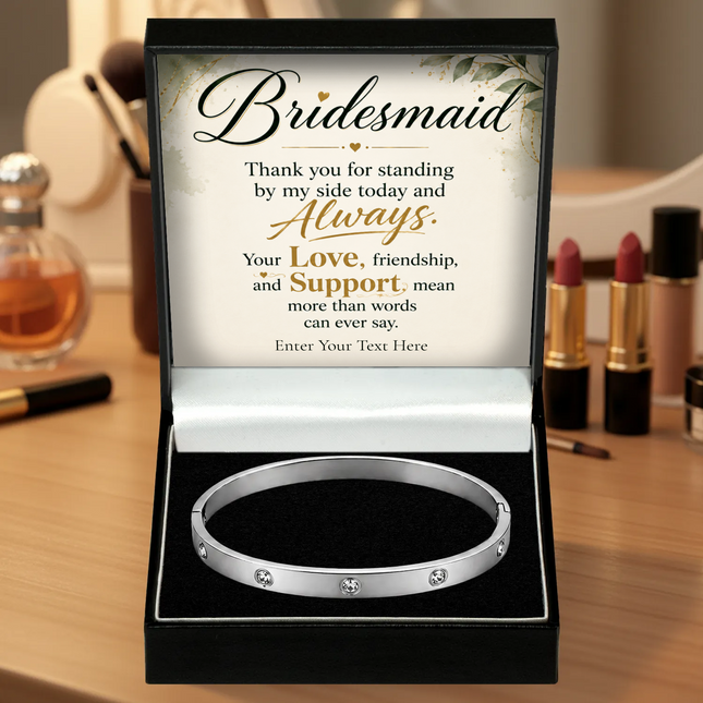 Bridesmaid Personalised Celeste Crystal Bracelet In Keepsake Box