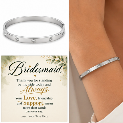 Bridesmaid Personalised Celeste Crystal Bracelet In Keepsake Box