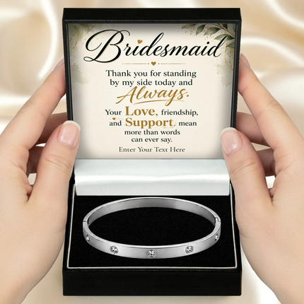 Bridesmaid Personalised Celeste Crystal Bracelet In Keepsake Box