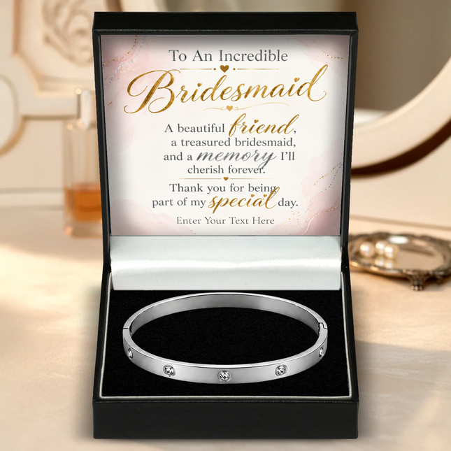 To An Incredible Bridesmaid Personalised Celeste Crystal Bracelet In Keepsake Box