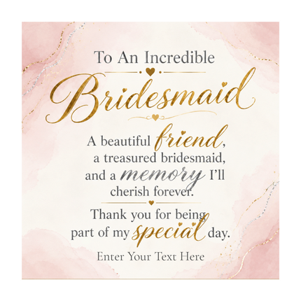 To An Incredible Bridesmaid Personalised Celeste Crystal Bracelet In Keepsake Box
