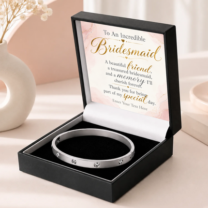 To An Incredible Bridesmaid Personalised Celeste Crystal Bracelet In Keepsake Box