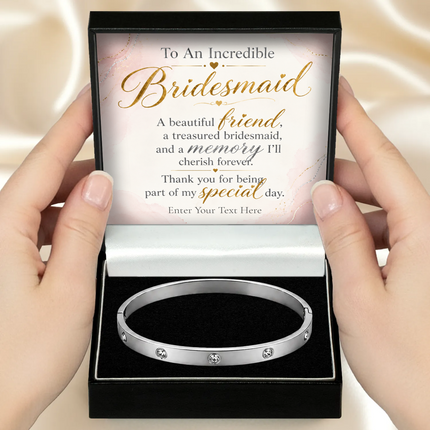 To An Incredible Bridesmaid Personalised Celeste Crystal Bracelet In Keepsake Box