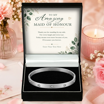 To My Amazing Maid Of Honour Personalised Celeste Crystal Bracelet In Keepsake Box