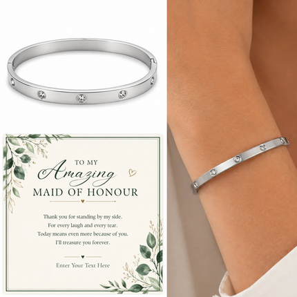 To My Amazing Maid Of Honour Personalised Celeste Crystal Bracelet In Keepsake Box