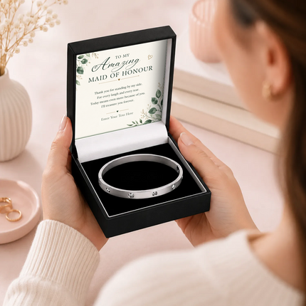 To My Amazing Maid Of Honour Personalised Celeste Crystal Bracelet In Keepsake Box