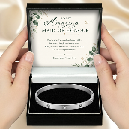 To My Amazing Maid Of Honour Personalised Celeste Crystal Bracelet In Keepsake Box